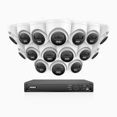 H500P - 3K 16 Channel 16 Cameras PoE Security System, Color & IR Night Vision, 3072*1728 Resolution, f/1.6 Aperture (0.005 Lux), Human & Vehicle Detection, Built-in Microphone,IP67